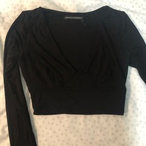 Naked wardrobe black crop top with long sleeve